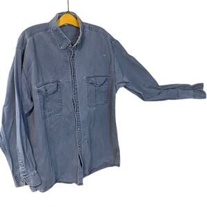 Vintage Ash Creek Trading Blue Denim Button-Up Shirt Cotton size Large workwear